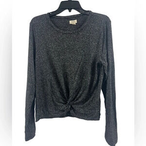 UpWest Long Sleeve Twist Front Grey Shirt size Large